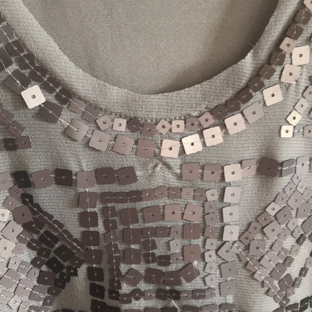 Champagne / Brushed Silver sequin mini dress | Max Studio | M | NWOT - Picture 3 of 8